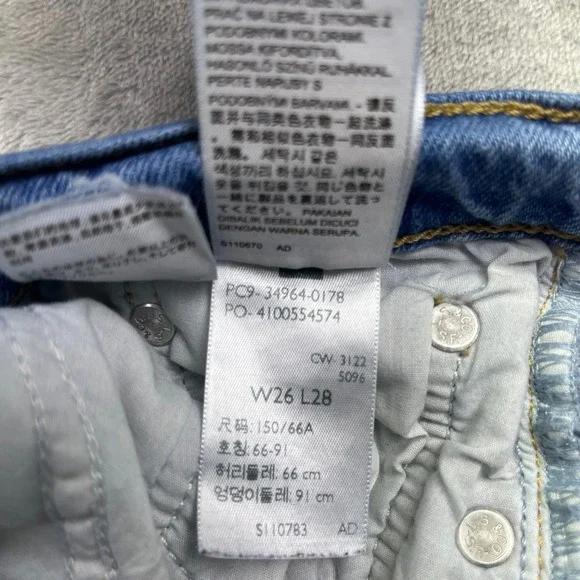 Levi's Wedgie Straight Jeans High Rise Button Fly Denim Casual Sz 26 Grunge Boho - Picture 7 of 14